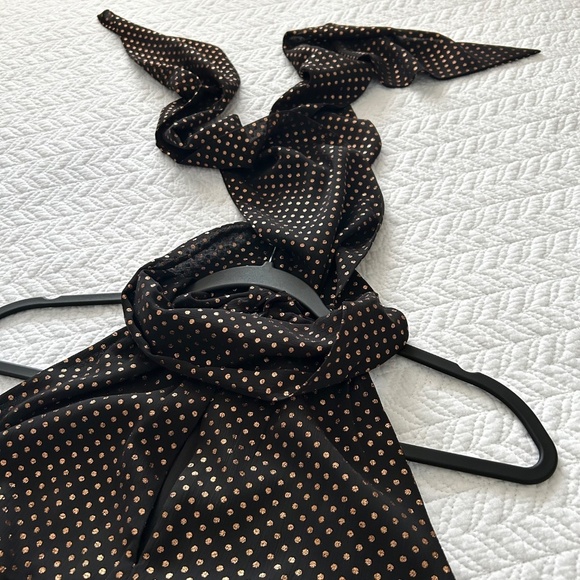 Jason Wu Polka Dot No Sleeve Draped Neck Top with Scarf Sheer Black Gold NWT - Picture 4 of 16